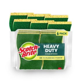 Scotch-Brite Heavy Duty Scrub Sponge, 6-Pack, 3X Scrubbing Power, Recycled Material, Dishwasher Safe
