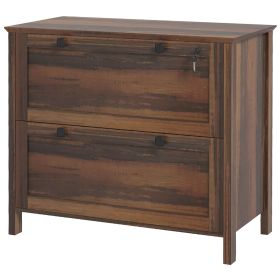 HOMCOM Lateral File Cabinet, 2 Drawer, Adjustable for A4 Letter Legal, Brown