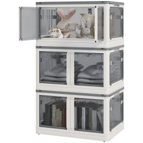 HOMCOM Collapsible 3-Pack XL Storage Bins with Lids, Wheels & 32 Gal Capacity in Crisp White