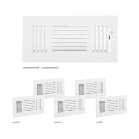 Floor Registers 3-Way 4 x 10 Inch Iron Floor Vents for HVAC Grilles 6-Pack White