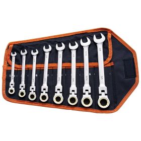VEVOR Flex-Head Ratcheting Wrench Set 8 PCS SAE 5/16"-3/4" with Roll-up Pouch