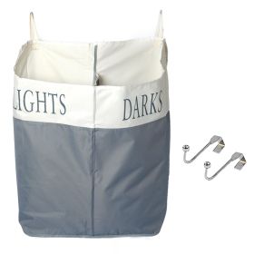 Large Two Compartments Hanging Laundry Hamper with Over Door Hooks Durable Space Saving Laundry Bag Storage with Bottom Zipper Wide Open Top Dark