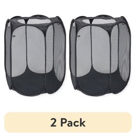 (2 pack) Black Polyester Mesh Hexagon Pop-up Laundry Hamper