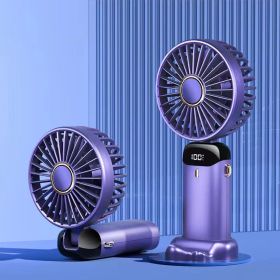 Portable Fan; Handheld Fan Personal Mini Fan 4200mAh Rechargeable With 5 Speeds; Battery Operated Mini Fan With LED Display; 11-21Hs Desk Fan Wor (Color: purple)