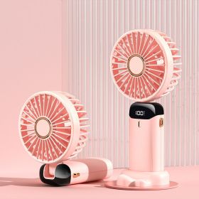 Portable Fan; Handheld Fan Personal Mini Fan 4200mAh Rechargeable With 5 Speeds; Battery Operated Mini Fan With LED Display; 11-21Hs Desk Fan Wor (Color: Pink)