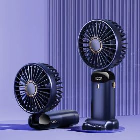 Portable Fan; Handheld Fan Personal Mini Fan 4200mAh Rechargeable With 5 Speeds; Battery Operated Mini Fan With LED Display; 11-21Hs Desk Fan Wor (Color: Blue)