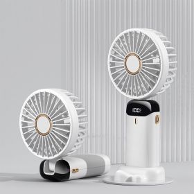 Portable Fan; Handheld Fan Personal Mini Fan 4200mAh Rechargeable With 5 Speeds; Battery Operated Mini Fan With LED Display; 11-21Hs Desk Fan Wor (Color: White)