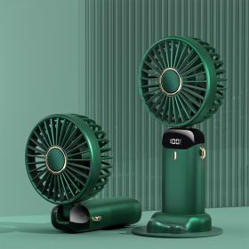 Portable Fan; Handheld Fan Personal Mini Fan 4200mAh Rechargeable With 5 Speeds; Battery Operated Mini Fan With LED Display; 11-21Hs Desk Fan Wor (Color: Green)